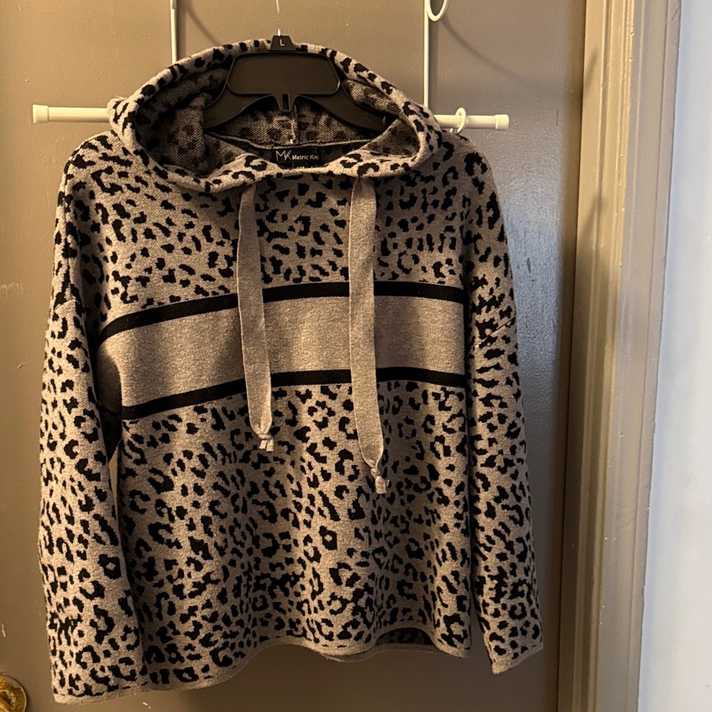 Metric Knit Leopard Print Sweater